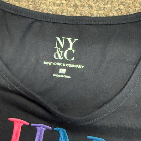 New‎ York & Company  Black Sequin Sleeve Tee - Picture 2 of 9